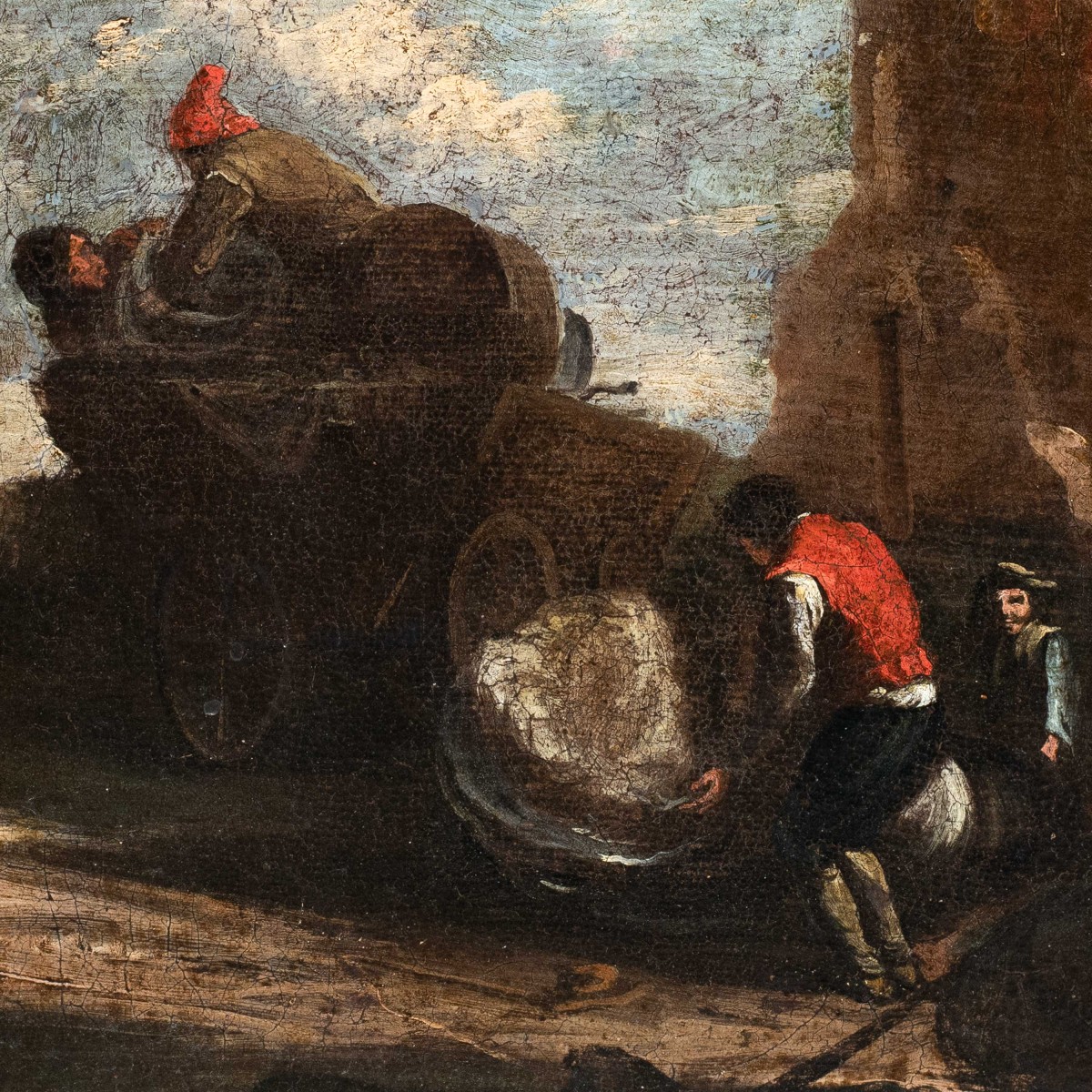 Peintre romain (XVIIIe siècle) - Paysage avec voyageurs.-photo-2