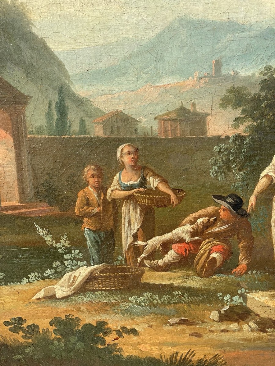 Jean-Baptiste Caudot (Nancy 1682 - Nancy 1757) - Paysage arcadien avec personnages au repos.-photo-1