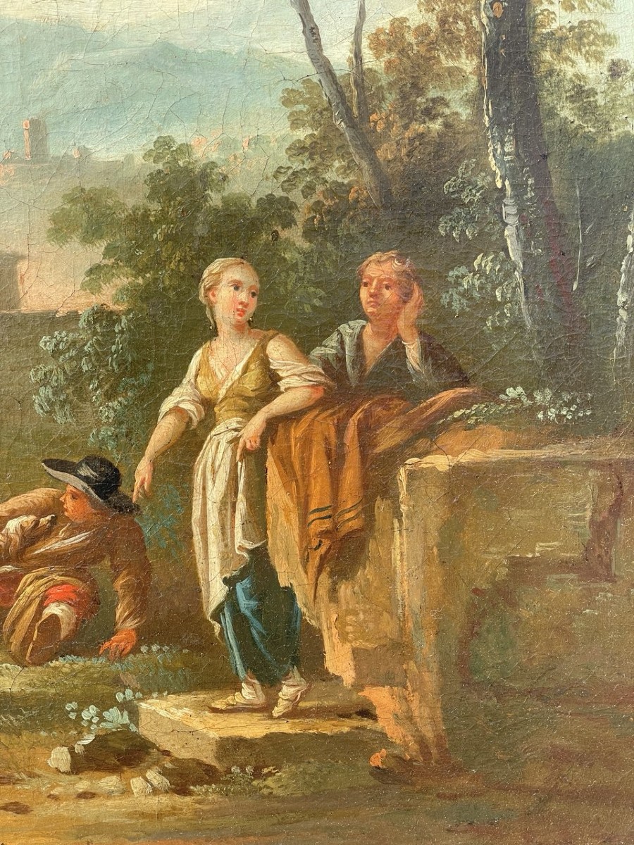 Jean-Baptiste Caudot (Nancy 1682 - Nancy 1757) - Paysage arcadien avec personnages au repos.-photo-2