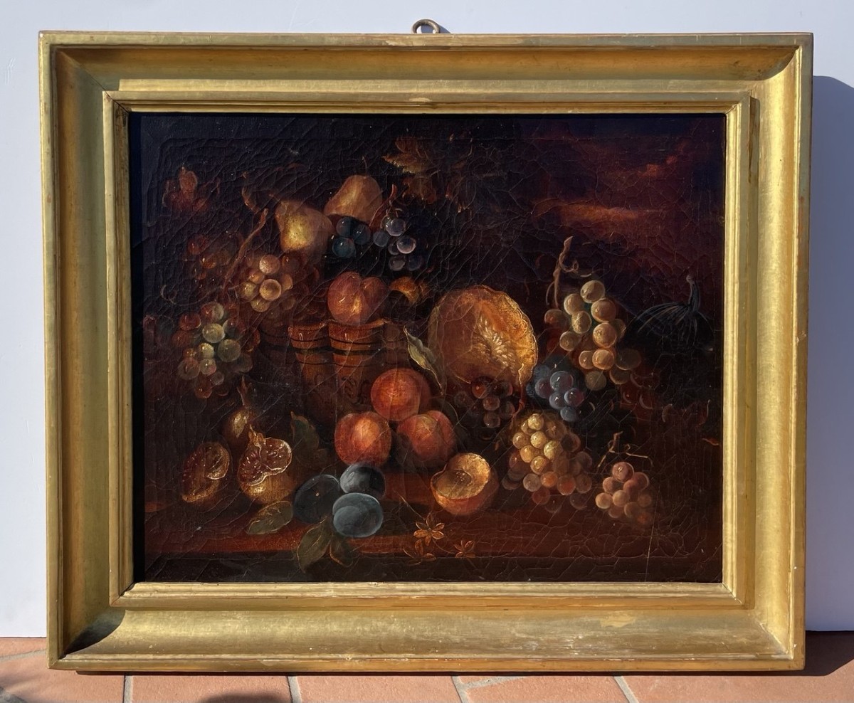 Peintre italien (XIXe siècle) - Nature morte aux fruits.-photo-4