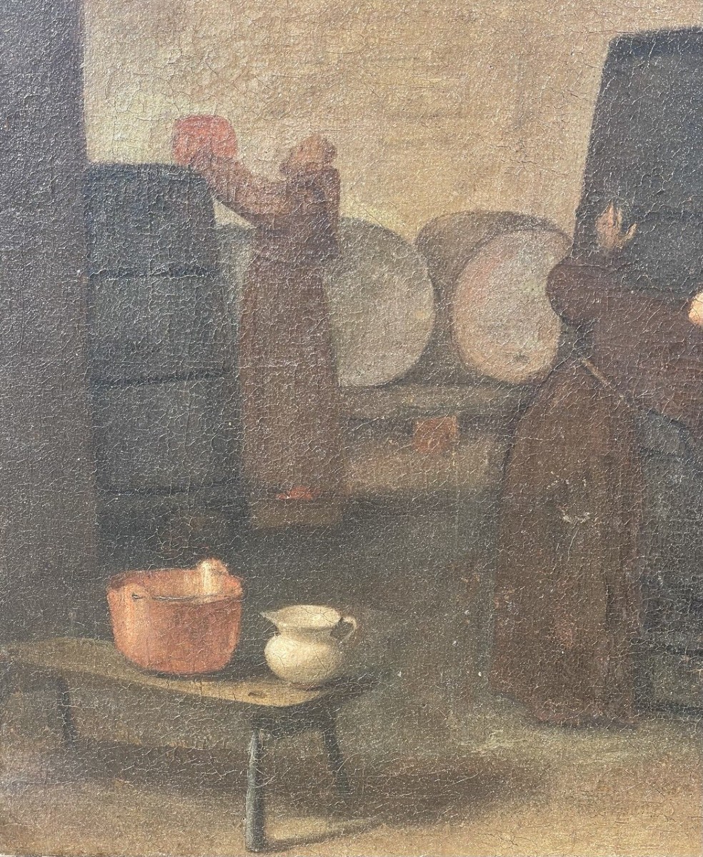 Peintre italien (XVIIIe siècle) - Intérieur d'une cave pendant les vendanges.-photo-2