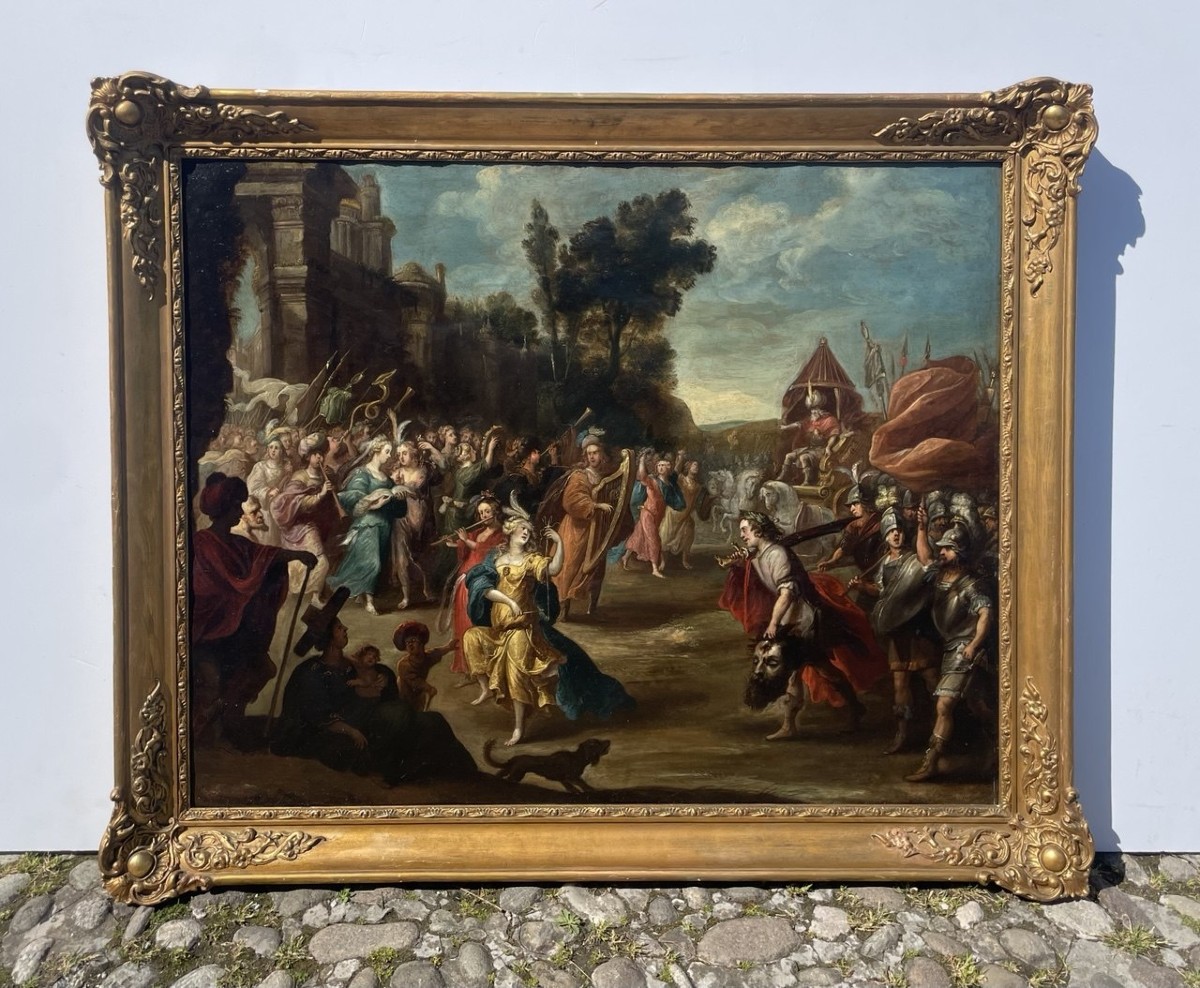 Pauwels Casteels (Anvers, vers 1625-1697) - Le Triomphe de David.-photo-1