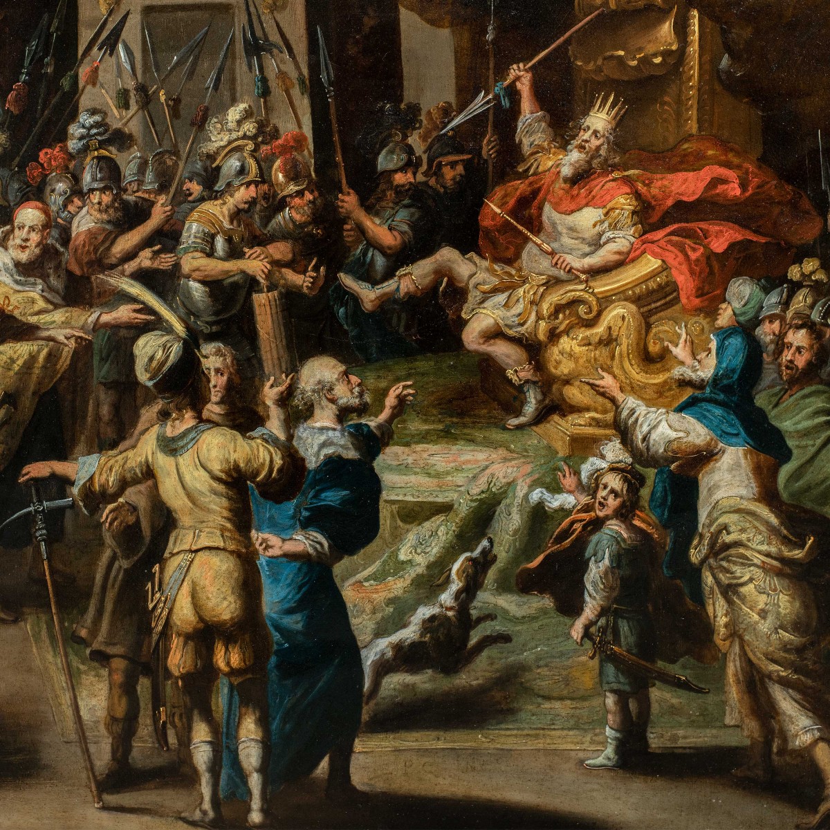 Pauwels Casteels (antwerp C.1625 - 1697) - David Before King Saul.-photo-2