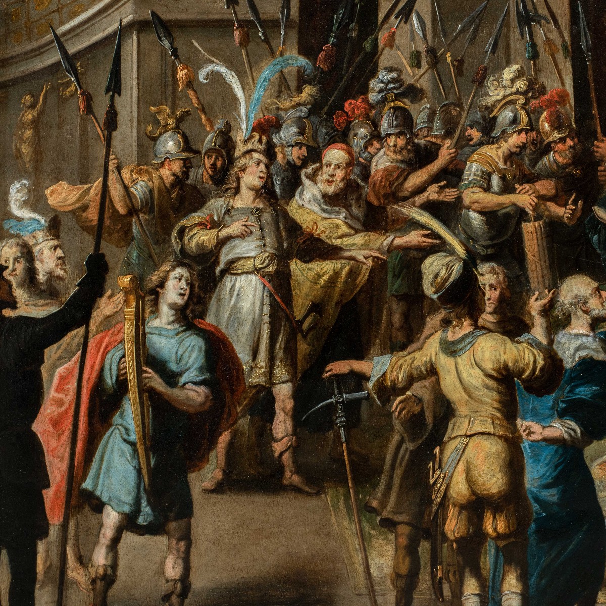 Pauwels Casteels (antwerp C.1625 - 1697) - David Before King Saul.-photo-3