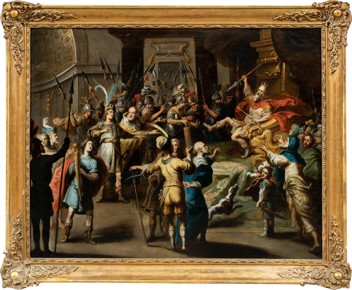 Pauwels Casteels (antwerp C.1625 - 1697) - David Before King Saul.