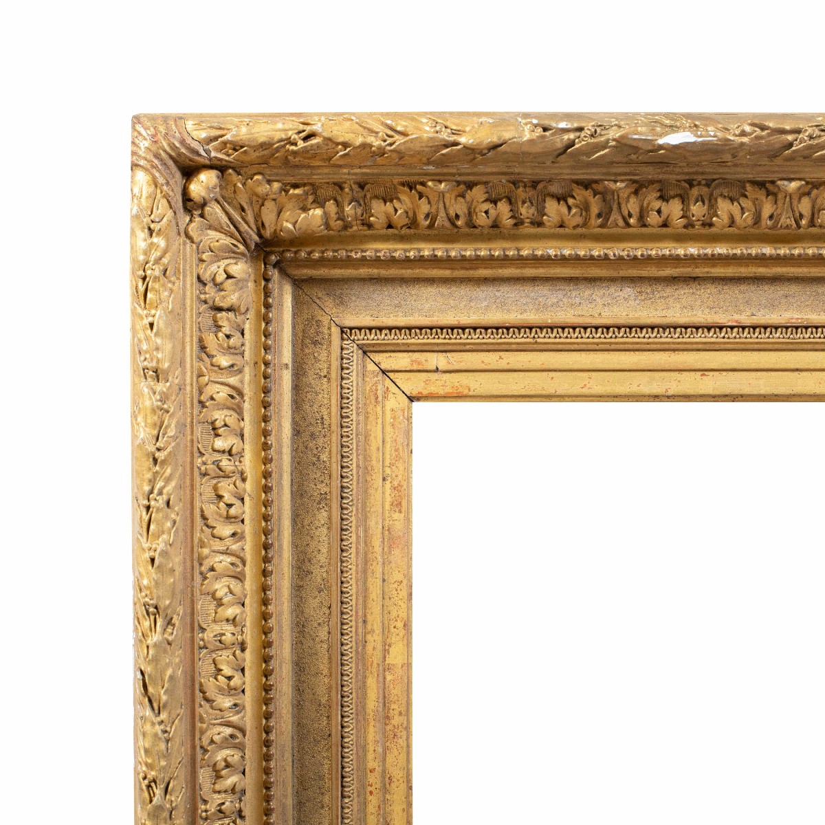 Carved And Gilded Wood Frame With Pastiglia Reliefs. Italy, Late 19th Century.-photo-2