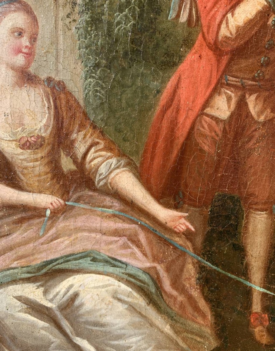 French Painter (18th Century) - Flute Player And Dog.-photo-2