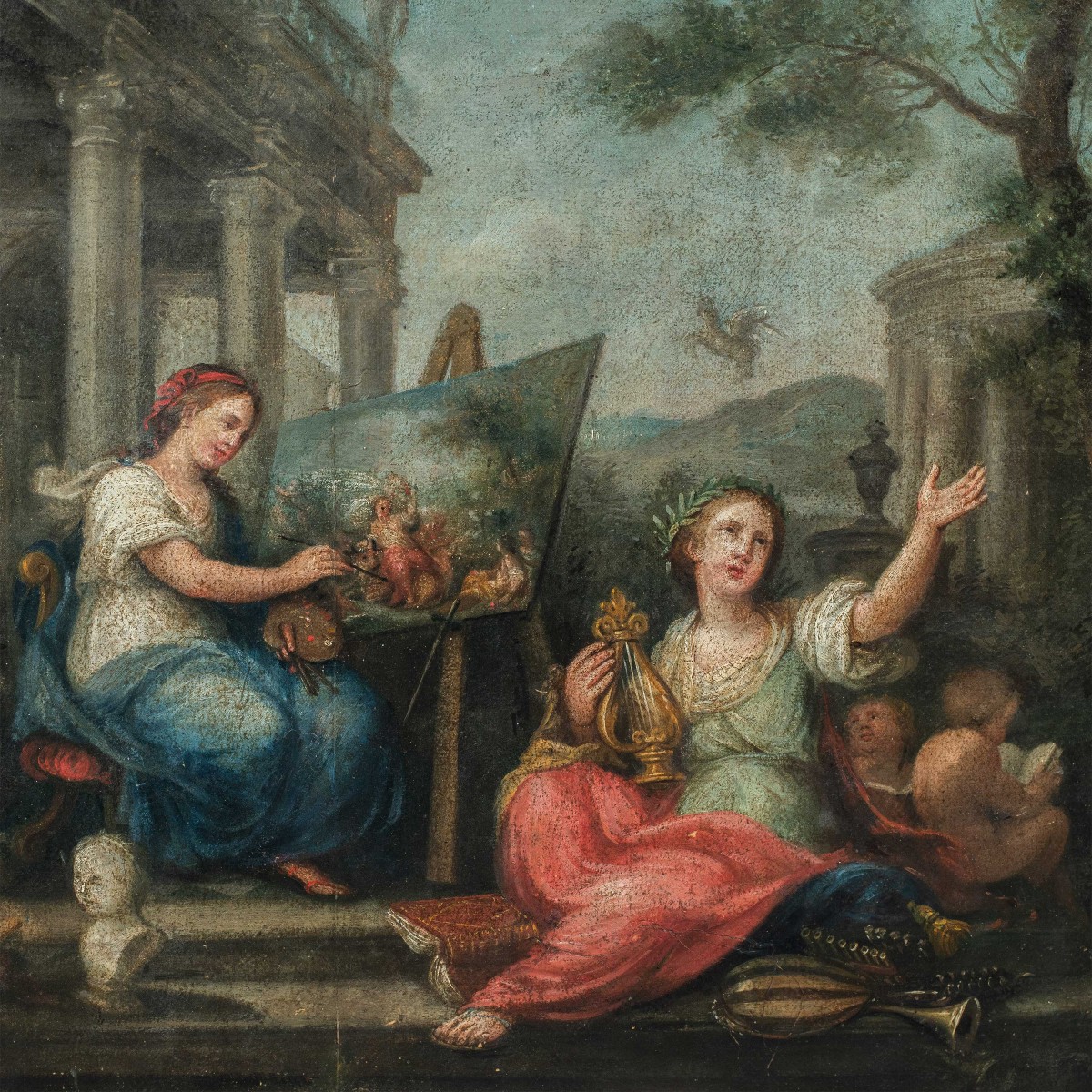 Maître français (XVIIIe siècle) - Allégorie des Arts.-photo-2