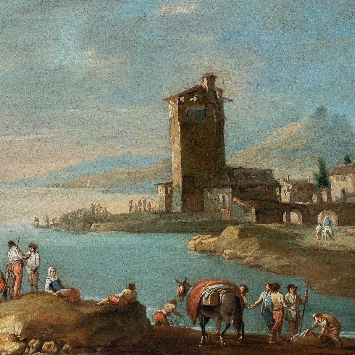 Attributed To Francesco Simonini (xviii) - Harbour Landscape With Tower And Figures.-photo-2