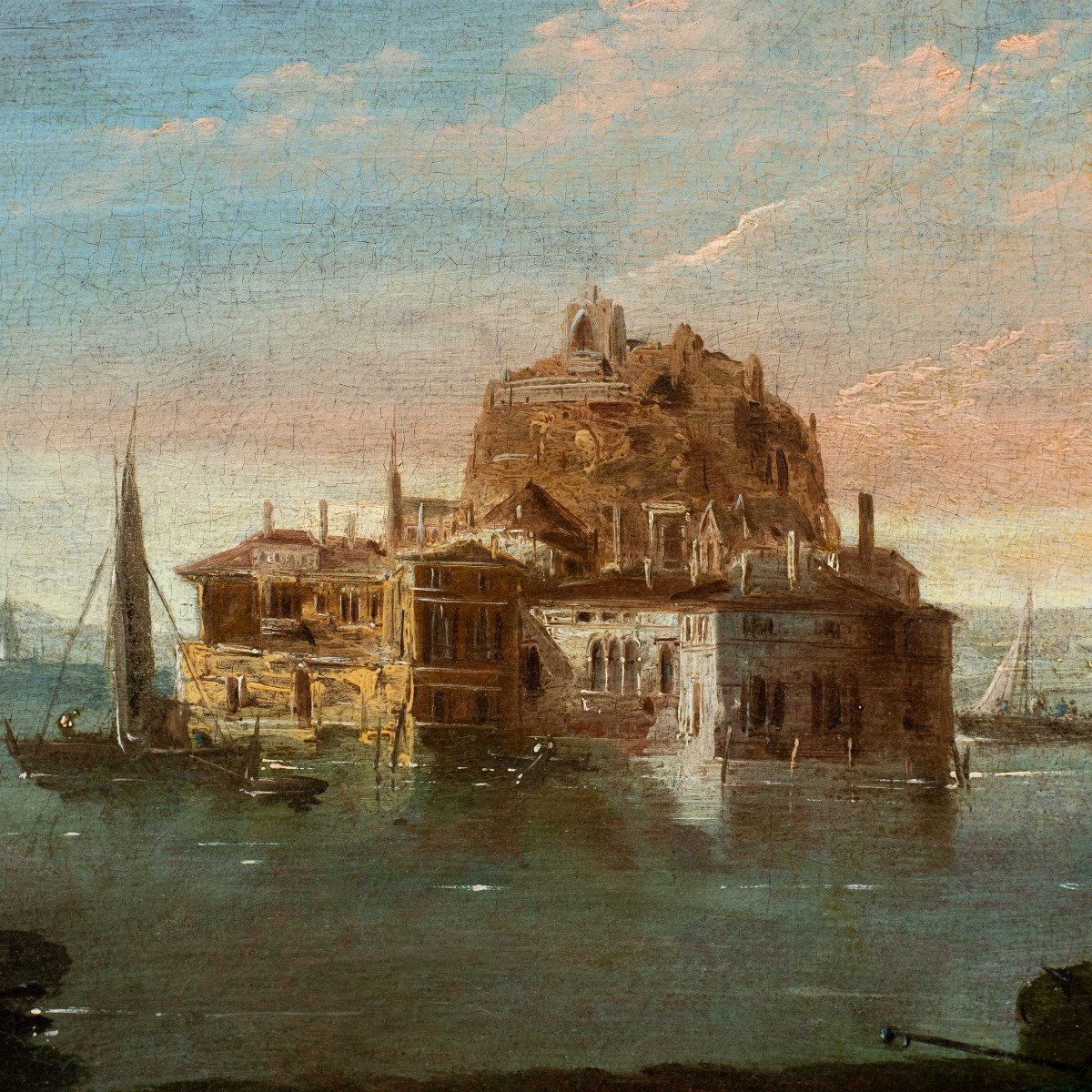 Giuseppe Bernardino Bison (xviii) - Fantastic Landscape With A Citadel And Equestrian Statue.-photo-2
