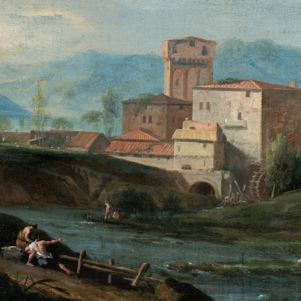 Marco Ricci (Belluno 1676 - Venise 1730) - Paysage idyllique avec rivière et moulin.-photo-2