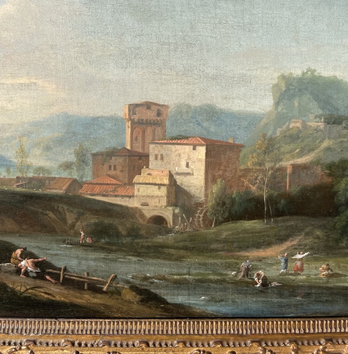 Marco Ricci (Belluno 1676 - Venise 1730) - Paysage idyllique avec rivière et moulin.-photo-2