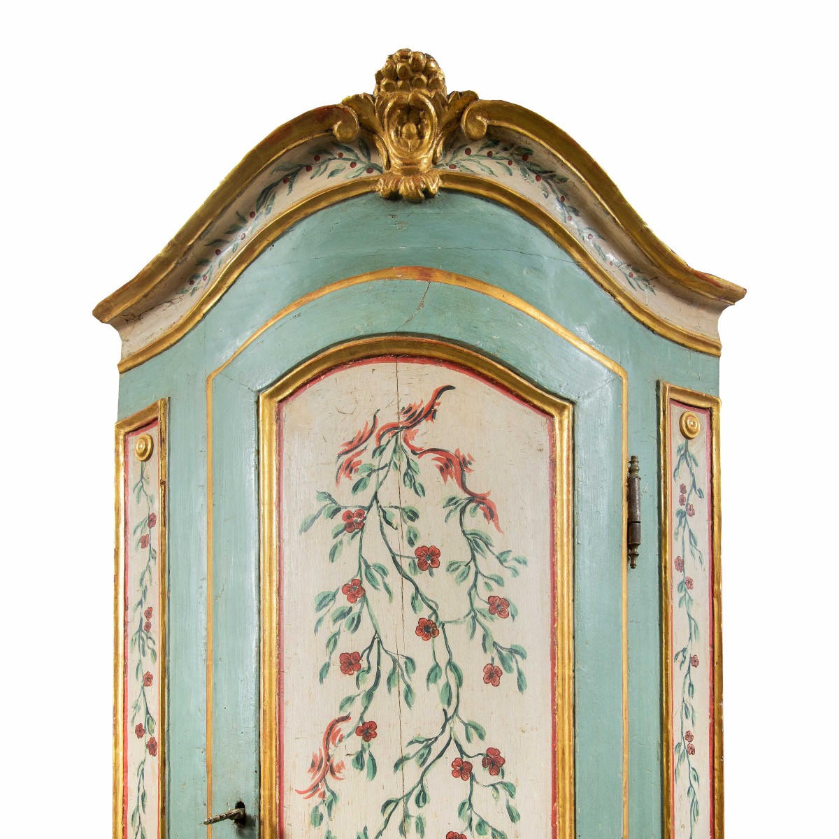 Paire de meubles d'angle en bois sculpté, laqué et peint. Piémont, XVIIIe siècle.-photo-4