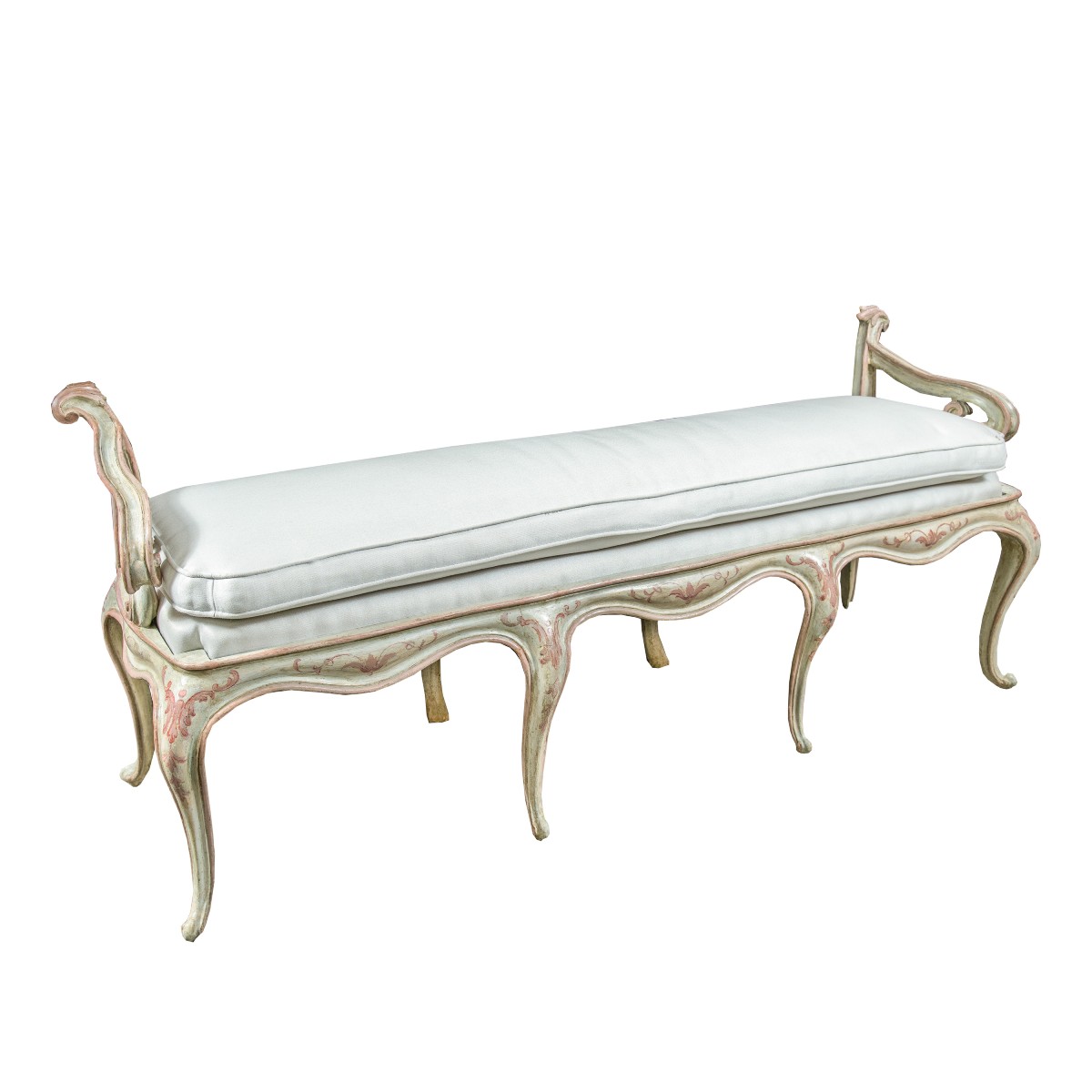 Wall Bench In Carved, Lacquered And Painted Wood. Venice, 18th Century.-photo-2