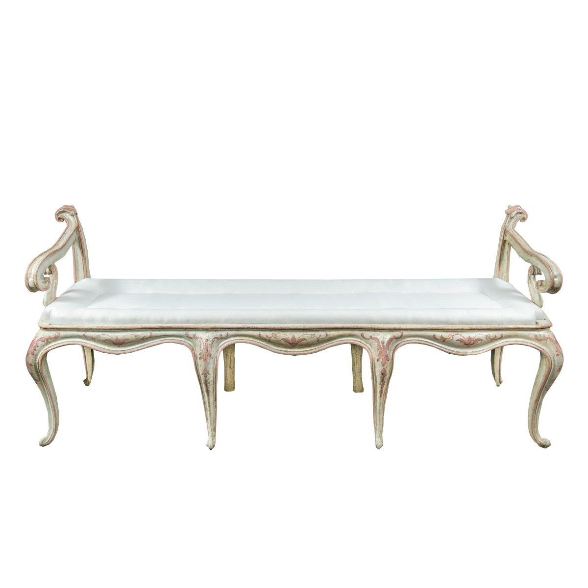 Wall Bench In Carved, Lacquered And Painted Wood. Venice, 18th Century.