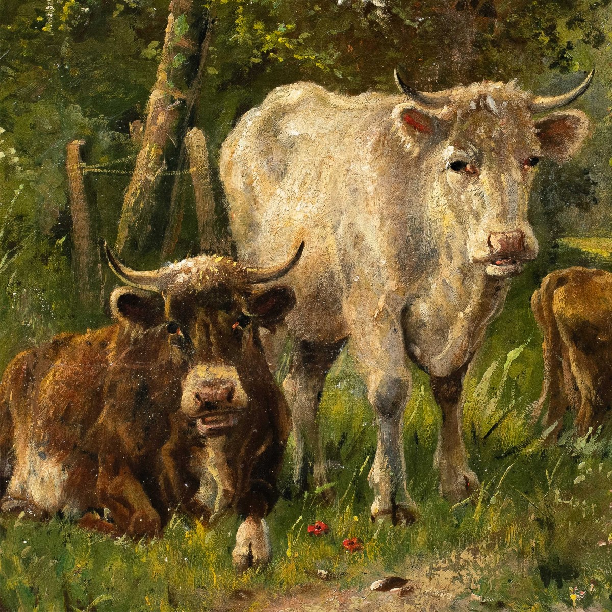 Peintre européen (fin du XIXe siècle) - Vaches au pâturage.-photo-2