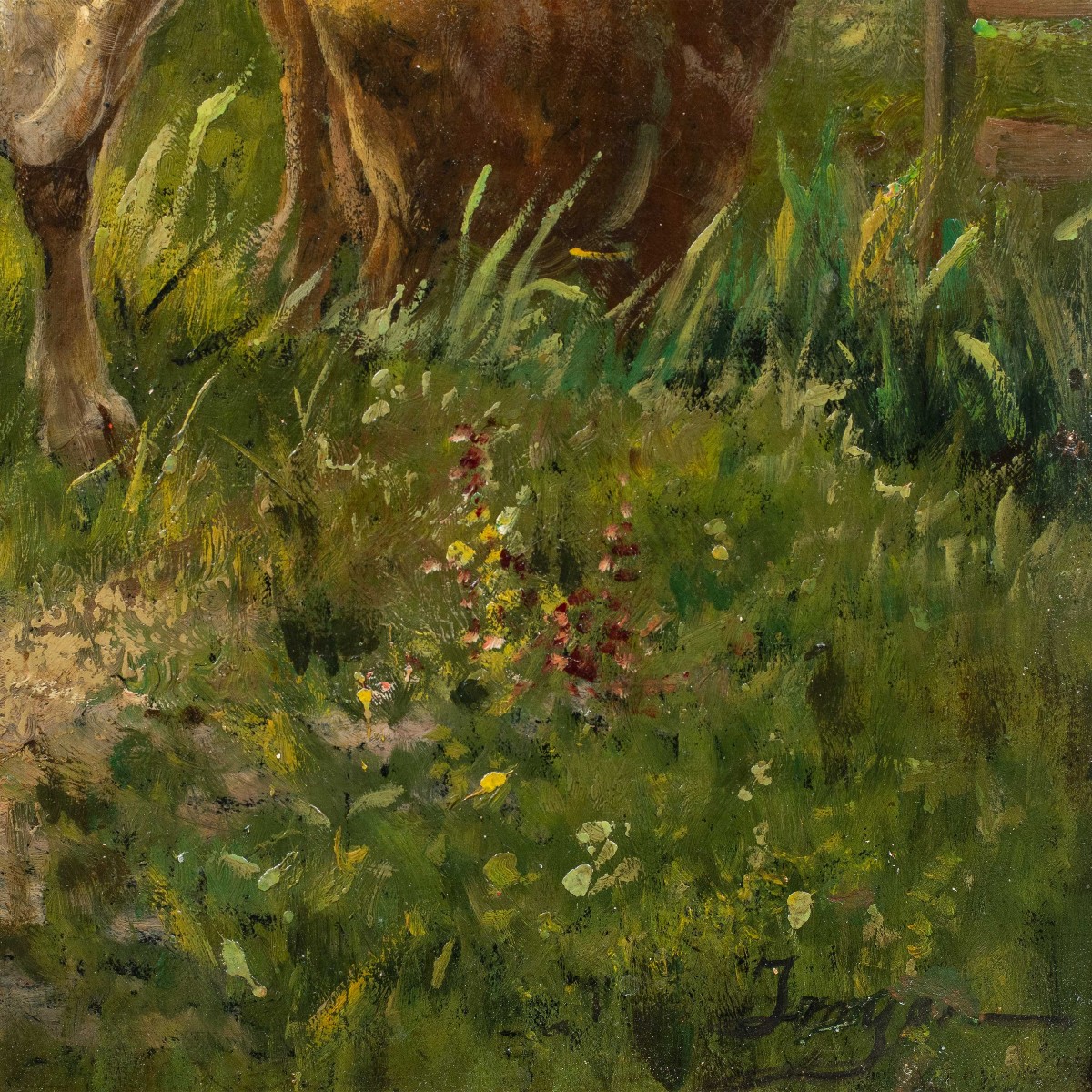 Peintre européen (fin du XIXe siècle) - Vaches au pâturage.-photo-3