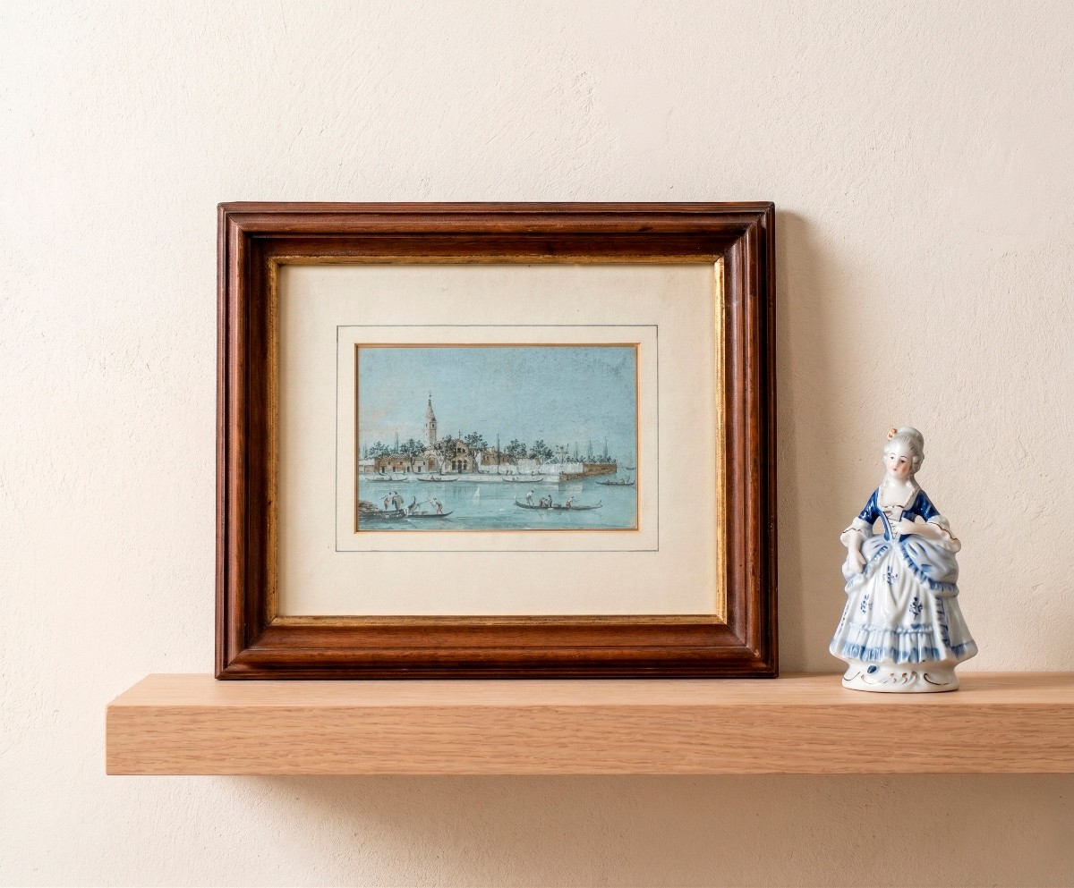 Giacomo Guardi (venice 1764 - 1835) - Venice, View Of The Island Of San Francesco Del Deserto.-photo-4