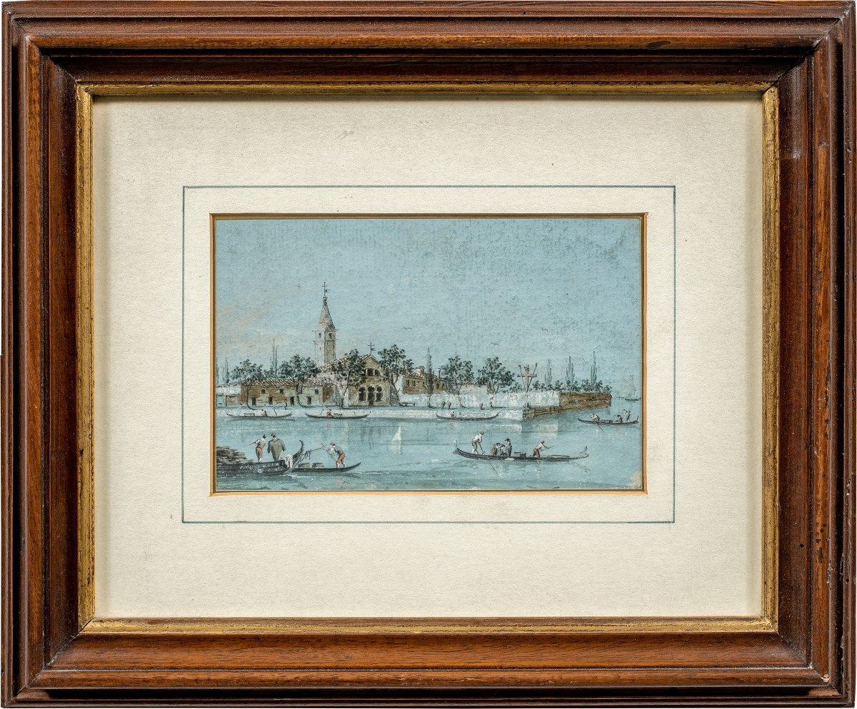 Giacomo Guardi (venice 1764 - 1835) - Venice, View Of The Island Of San Francesco Del Deserto.