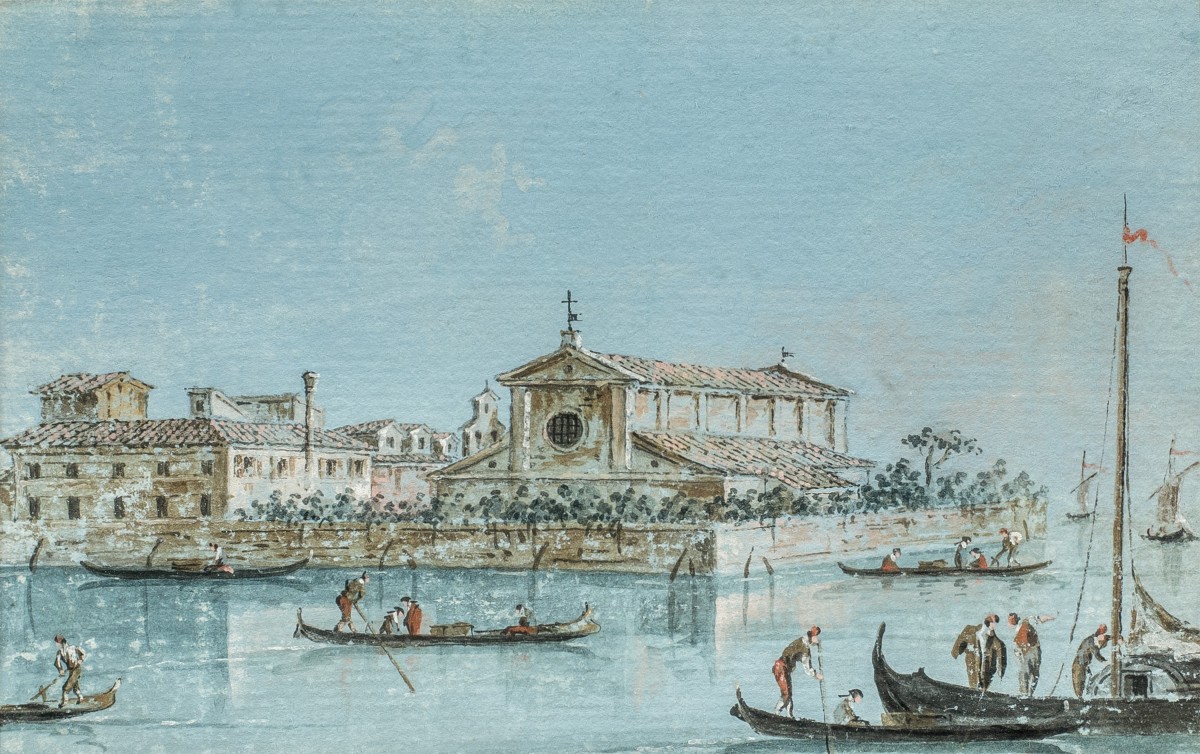Giacomo Guardi (venice 1764 - 1835) - Venice, View Of The Island Of San Lazzaro Degli Armeni.-photo-2
