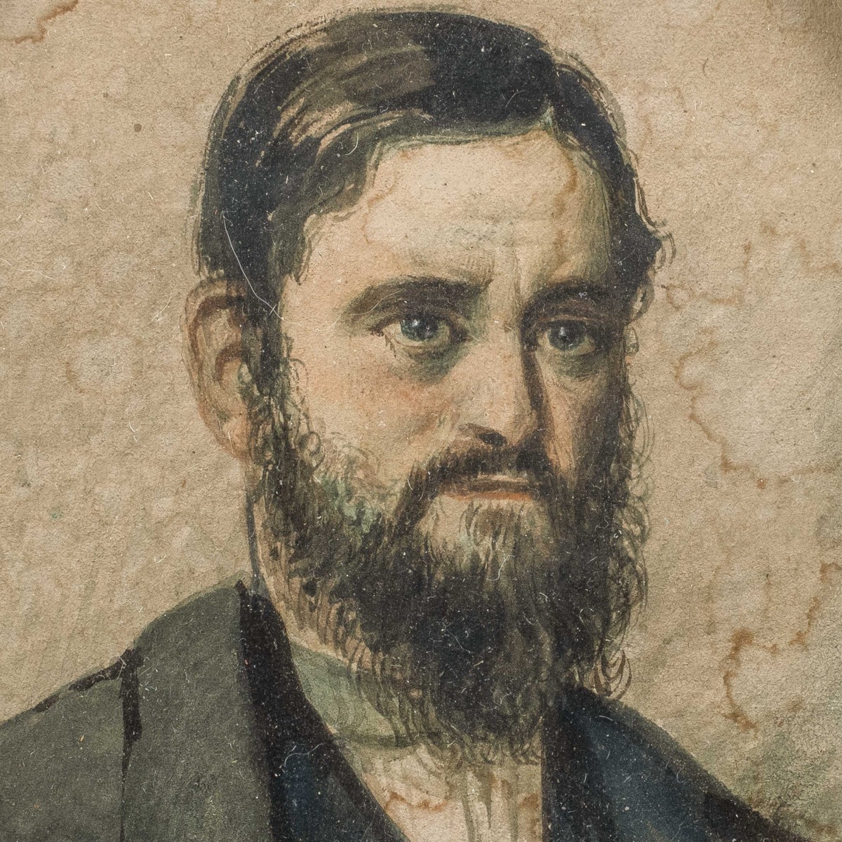 European Painter (19th Century) - Portrait Of A Gentleman.-photo-2