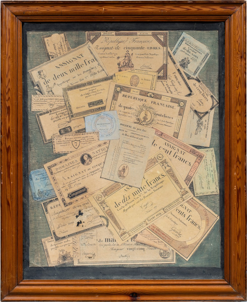 A.a. Lejeune (active 18th Century), Attributed - Trompe l'Oeil With Assignats And Documents.
