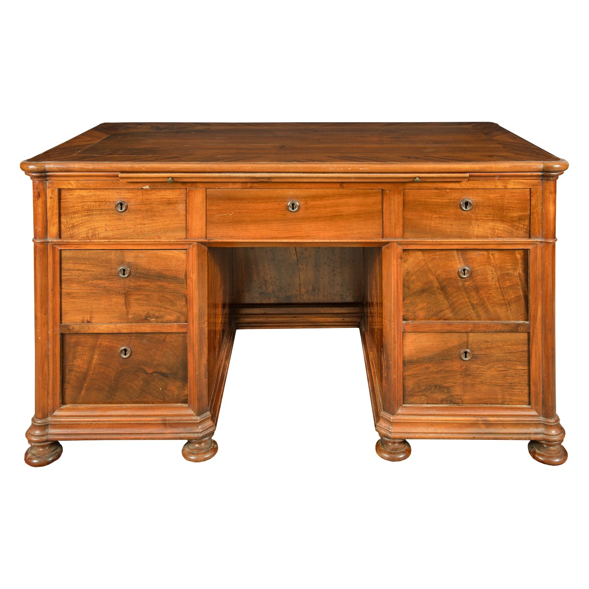 Bureau-banc en placage de noyer. Italie, première moitié du XIXe siècle.