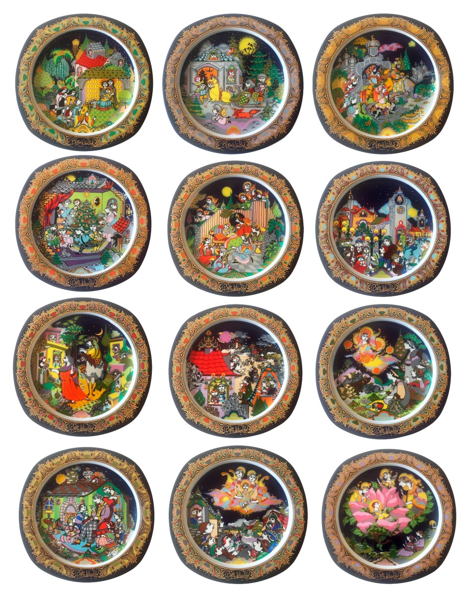 Complete Set Of Twelve Christmas Plates "weihnachtsteller Auf Porzellan" (1983–1994).