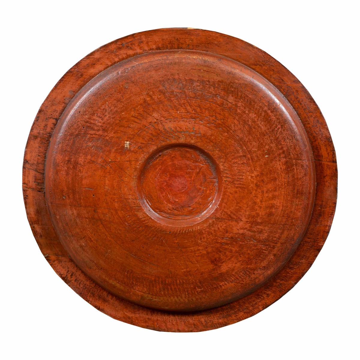 Assiette décorative en bois laqué, ornée de motifs au pochoir de style « Arte Povera ». XVIII.-photo-4