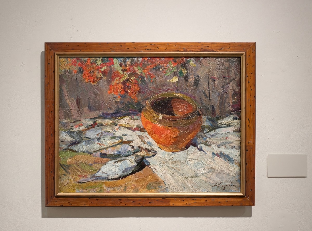 Lev Pavlovitch Khodchenko (Shimanovka 1912-1998) - Nature morte aux poissons et au vase.-photo-4