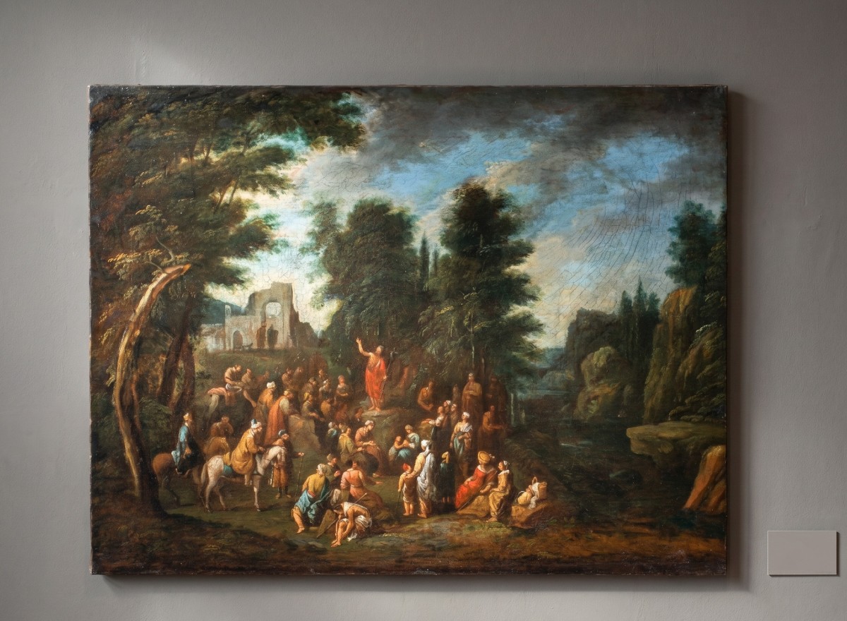 Maître flamand actif en Italie (XVII) - Le Sermon de saint Jean-Baptiste dans un paysage.-photo-4