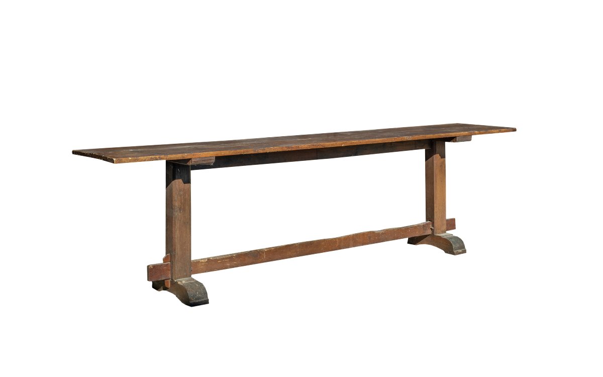 Refectory Table In Solid Walnut, Italy, 17th Century.-photo-2