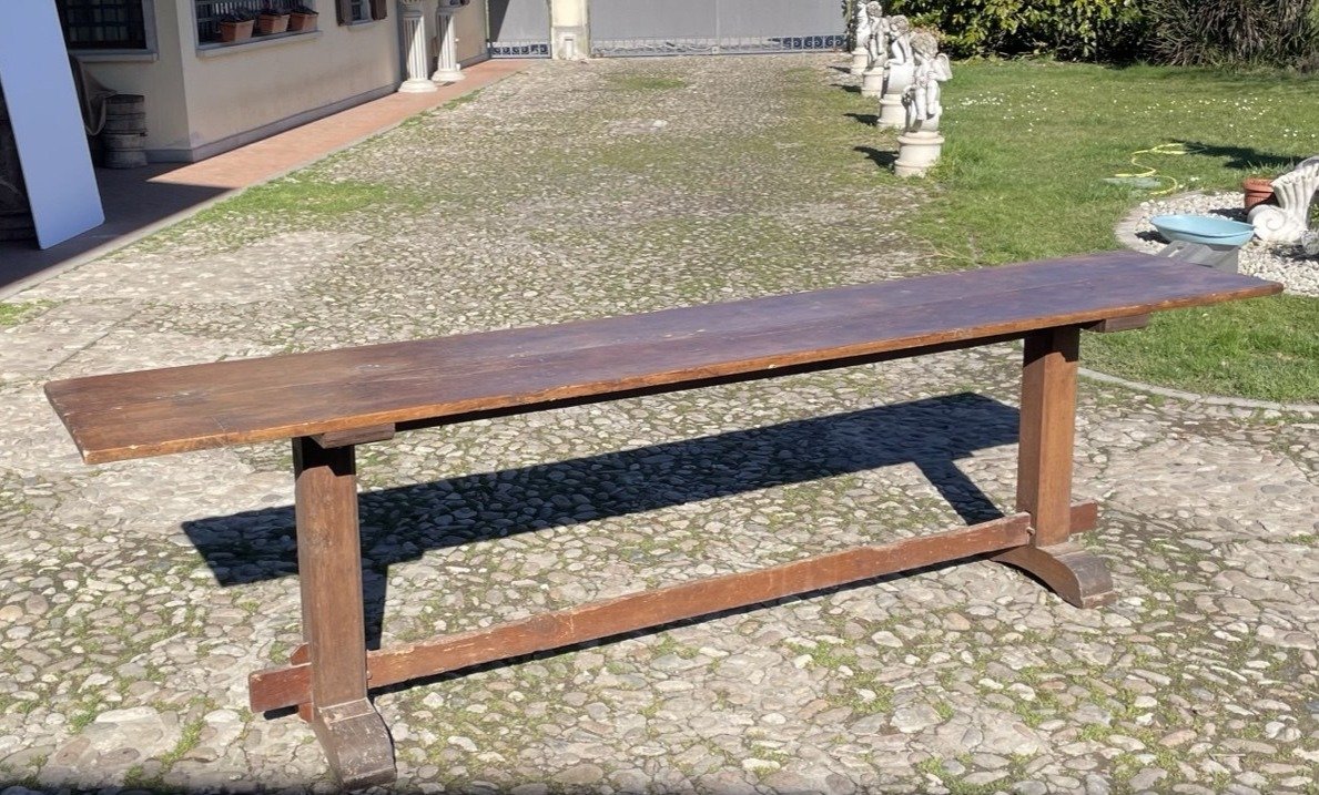 Refectory Table In Solid Walnut, Italy, 17th Century.-photo-4