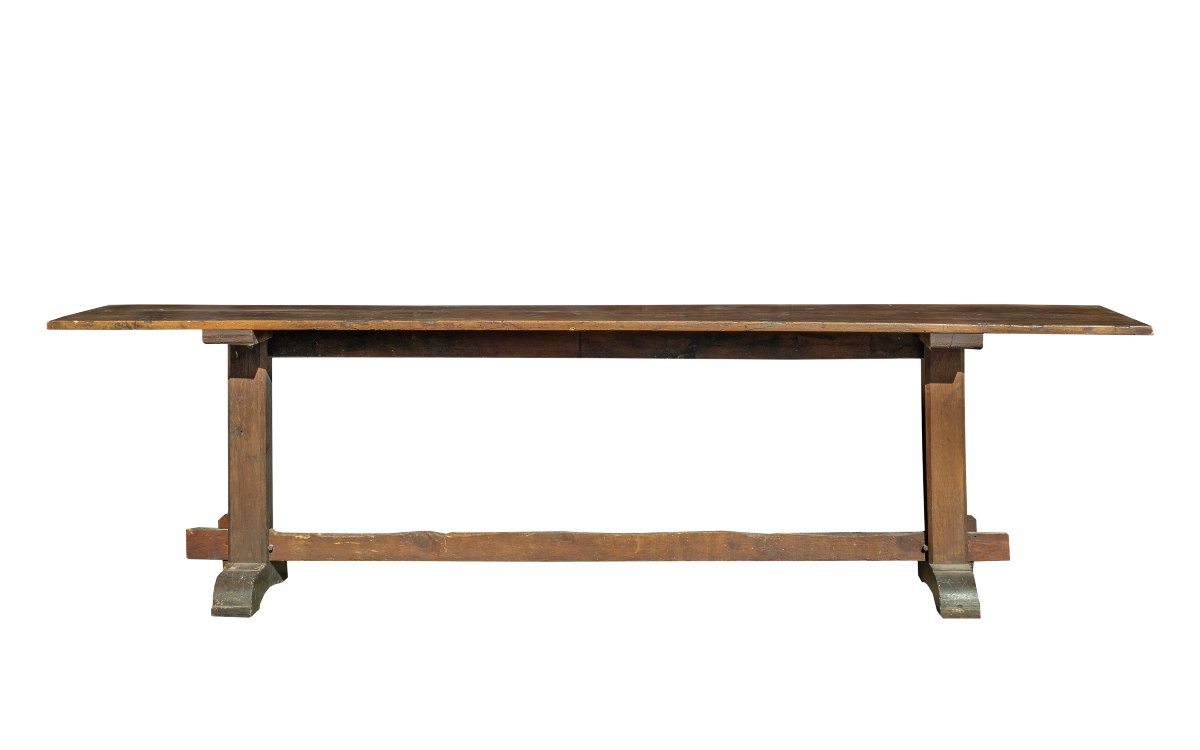 Refectory Table In Solid Walnut, Italy, 17th Century.