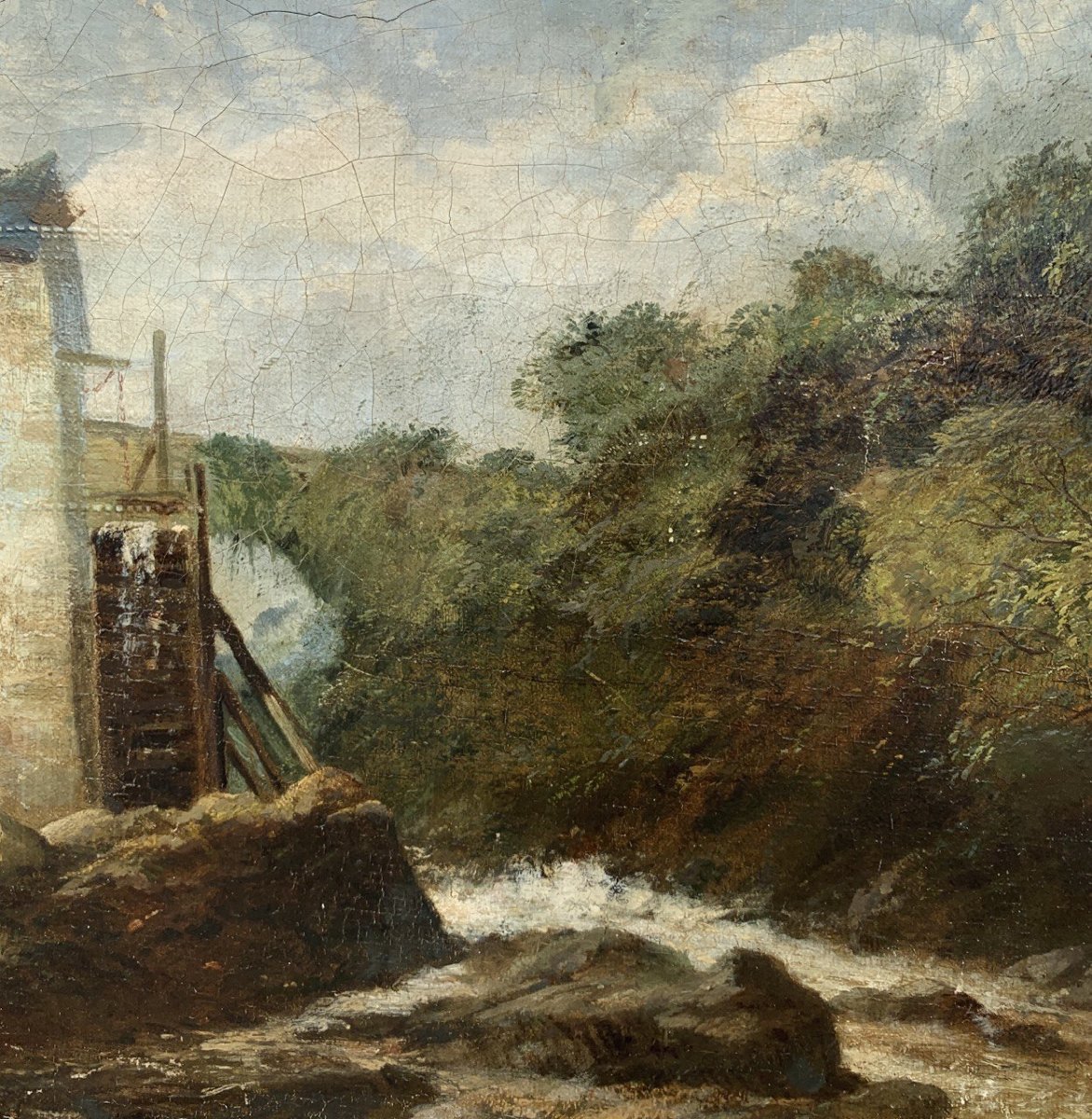European Painter (19th Century) - Landscape With Mill And Stream.-photo-2