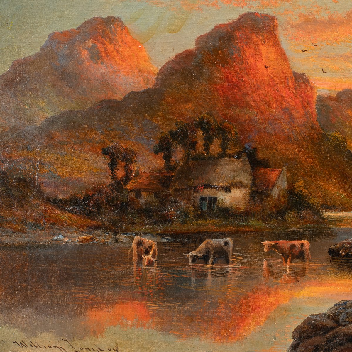 William Langton (Britannique, fin du XIXe siècle) - Lac au coucher du soleil.-photo-2