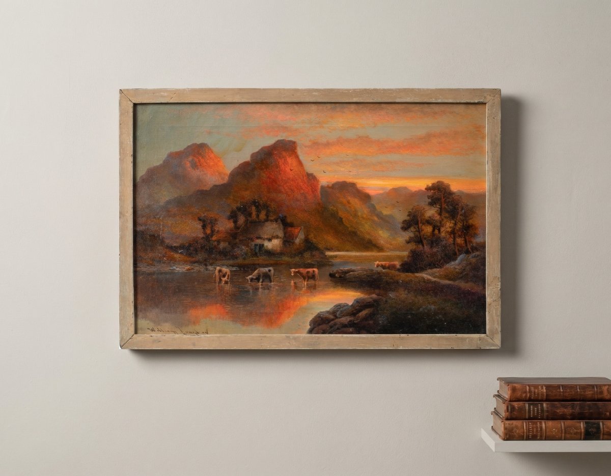William Langton (Britannique, fin du XIXe siècle) - Lac au coucher du soleil.-photo-4