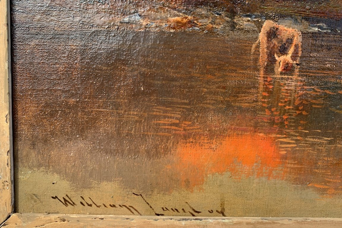William Langton (Britannique, fin du XIXe siècle) - Lac au coucher du soleil.-photo-3
