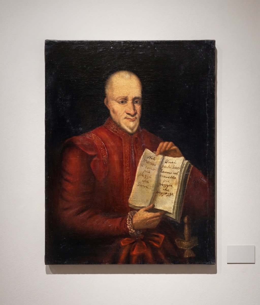 Peintre italien (seconde moitié du XVIII) - Portrait d'un vieillard portant un aphorisme.-photo-4
