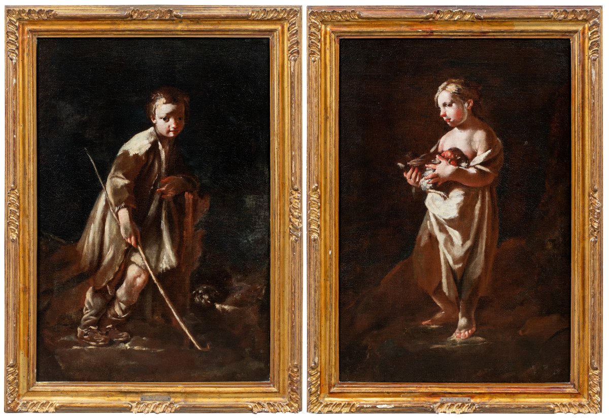 Giuseppe Maria Crespi, dit Lo Spagnoletto (Bologne 1665 - Bologne 1747) - Couple d'enfants.