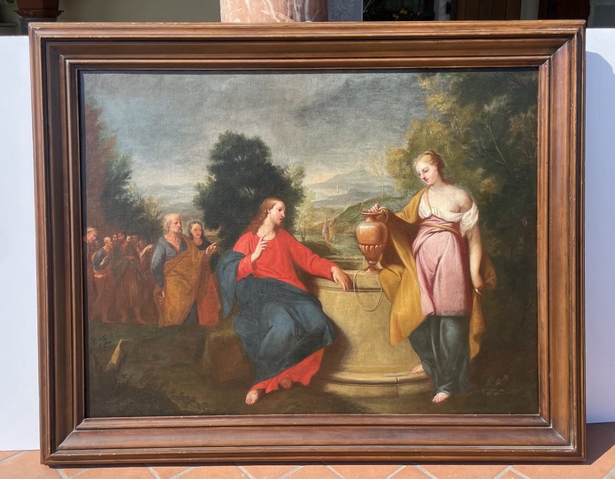Gregorio Lazzarini (Venise 1655-Villabona Veronese 1730) - Le Christ et la Samaritaine au puits-photo-1