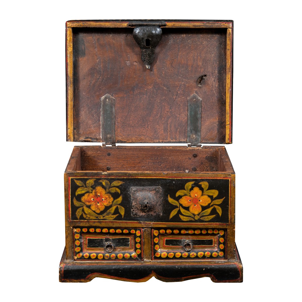 Coffret en bois sculpté, laqué et peint. Europe du Nord, XIXe siècle.-photo-3
