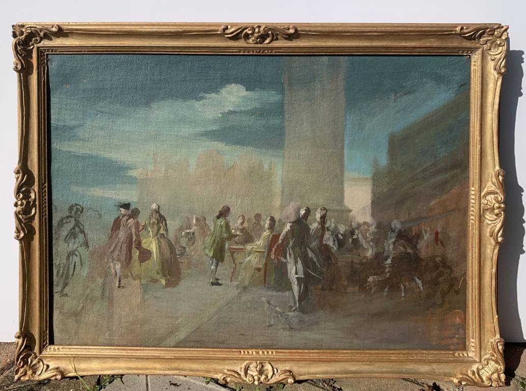 Venetian Painter (early 20th Century) - Carnival In Venice, Piazza San Marco.-photo-4