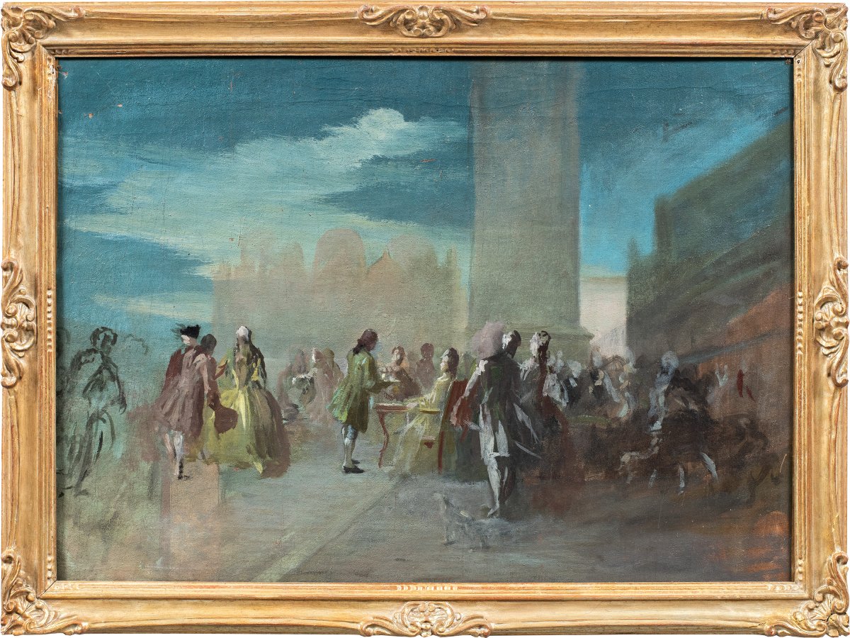 Venetian Painter (early 20th Century) - Carnival In Venice, Piazza San Marco.