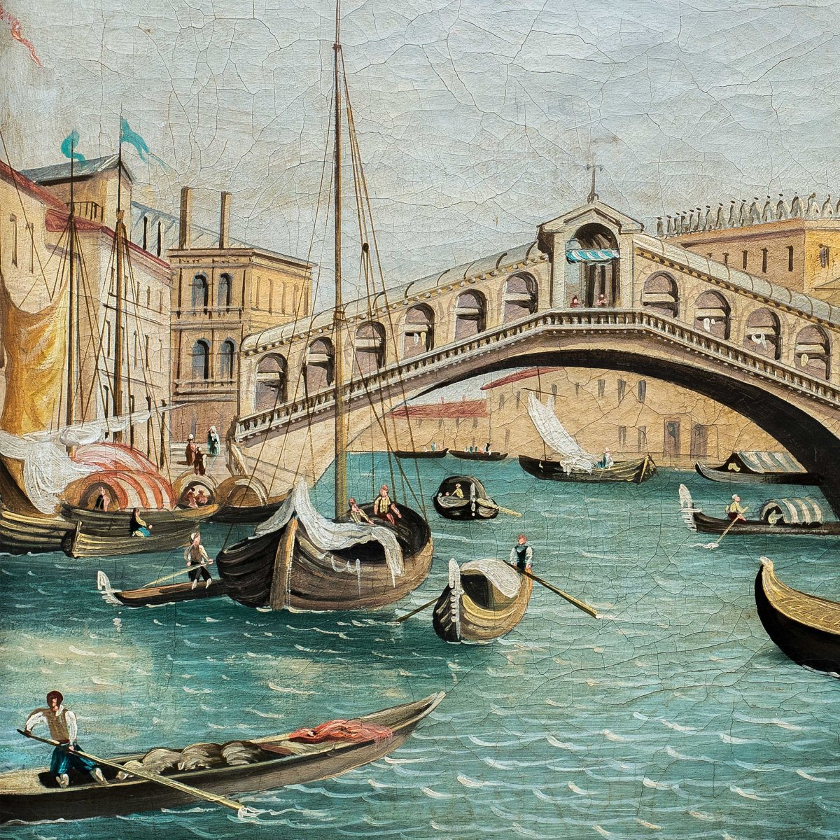 Peintre vénitien (XIXe siècle) - Venise, vue du pont du Rialto depuis le sud.-photo-2