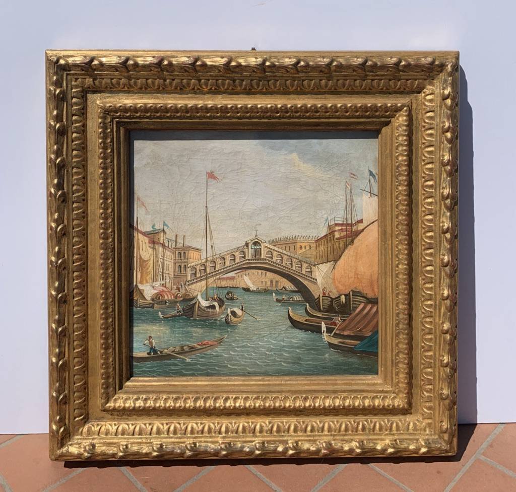Peintre vénitien (XIXe siècle) - Venise, vue du pont du Rialto depuis le sud.-photo-4