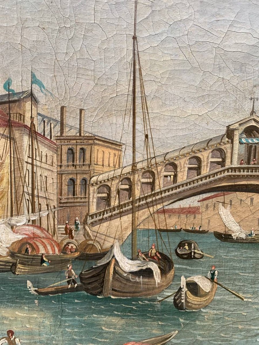 Peintre vénitien (XIXe siècle) - Venise, vue du pont du Rialto depuis le sud.-photo-1