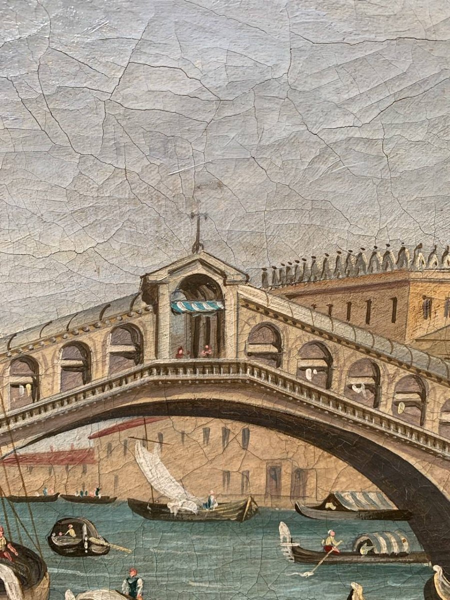 Peintre vénitien (XIXe siècle) - Venise, vue du pont du Rialto depuis le sud.-photo-2