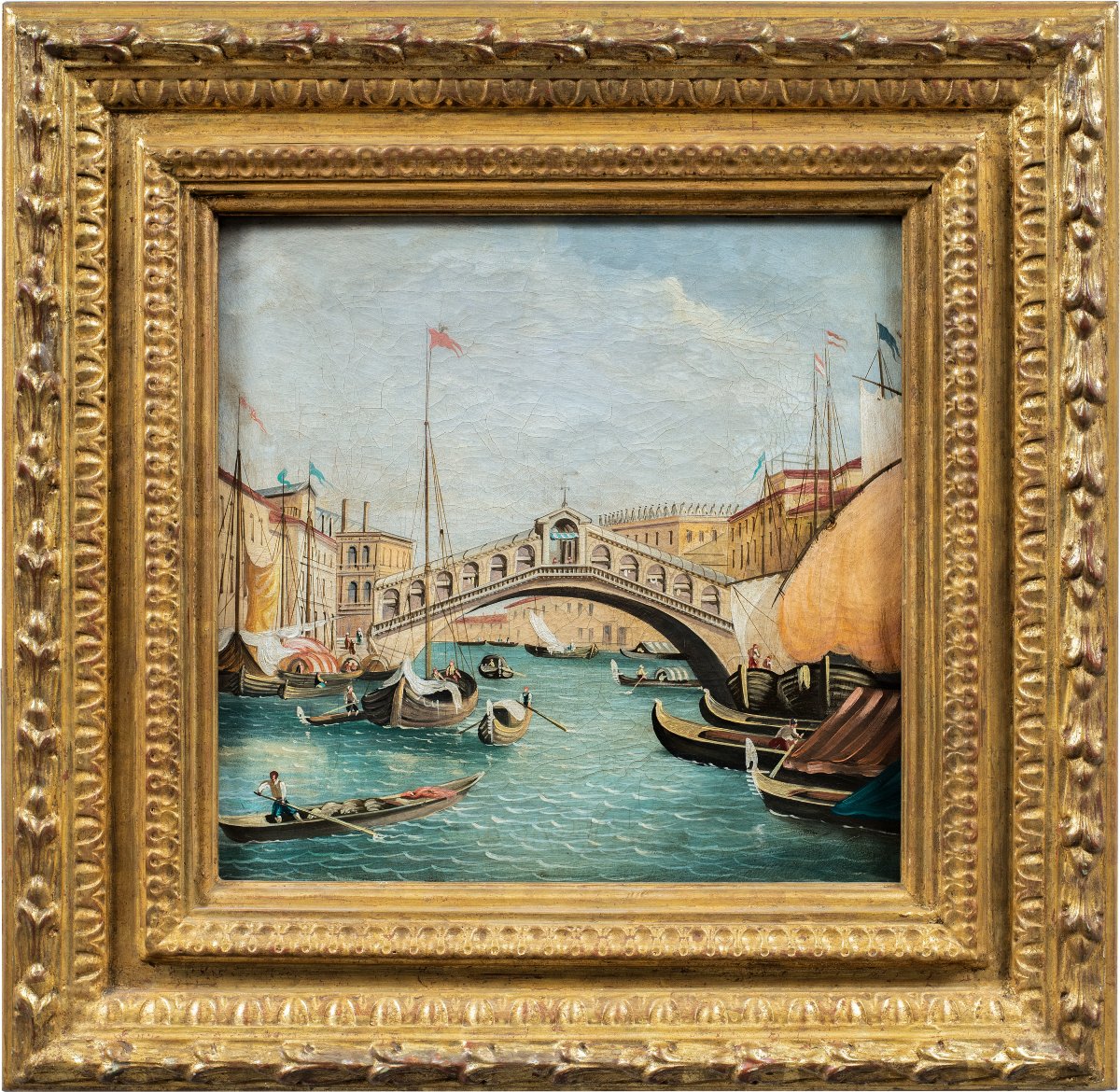 Peintre vénitien (XIXe siècle) - Venise, vue du pont du Rialto depuis le sud.