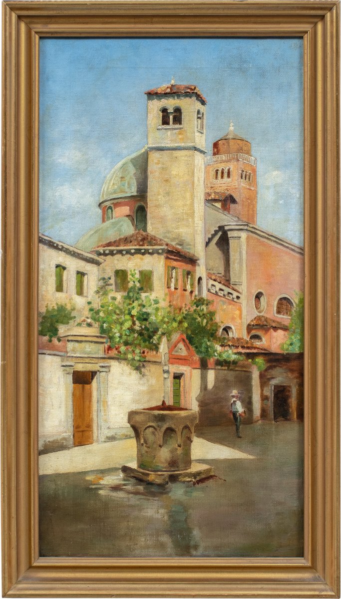 Peintre vénitien (XIXe siècle) - Venise, vue du Campiello delle Chiovere.